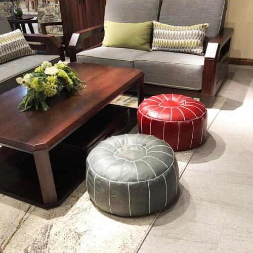 Nordic Style Genuine Real Oiled Wax Cow Leather Lazy Sofa Cover Cushion Cover Without Core Round Tatami Sitting Room Living Room