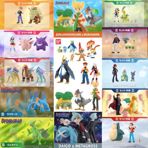 All Types Bandai Scale World 1/20 Pokemon Figures Hoenn Region Galar Region Johto Region Collectile Anime Action Figure Toys