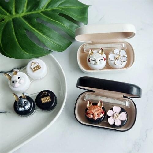 1pcs 2021 New Cute Cartoon Animal Contact Lens Case Portable Plastic Hard Contact Lenses Box Lovely Travel Kit 9.5 *5.5 * 2.5cm