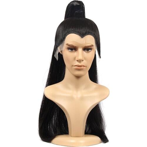 Chinese Swordman Hero Cosplay Ancient Japanese Samurai Ronin Costume Tradition Warrior Long Black Hair Halloween Show Cosplay