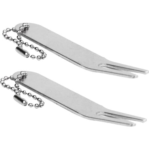 Pack of 2pcs Portable Zinc Alloy Golf Divot Repair Tool Fork Pitch Repairing Golf Clubs Accessories