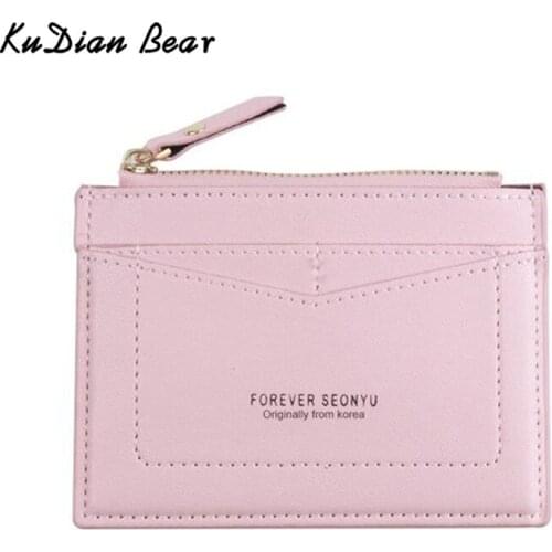 KUDIAN BEAR Men Mini Coin Purse Fashion Card Wallet Pu Leather Card Holder Business Money Bag Wallet With Zipper BIH232 PM49
