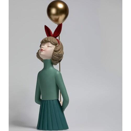 Cute Balloon Girl Statue Decoration Girl Portrait Sculpture Home Bedroom Decoration Decoration Wedding Birthday Gift