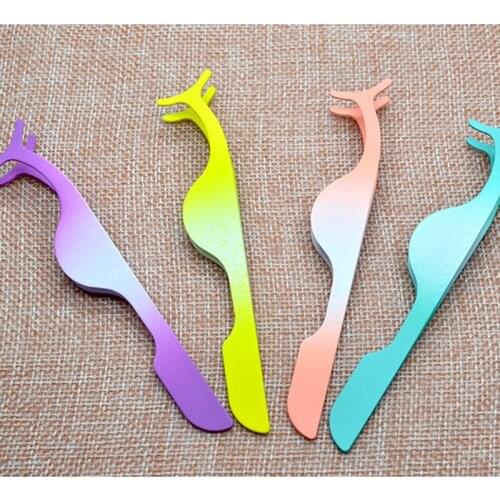 YioWio Nice Multi Colors Stainless Steel Eyelashes Tweezers Clip Curler Eyelash Wearing Remove Assistance Tool Eye Makeup Tool