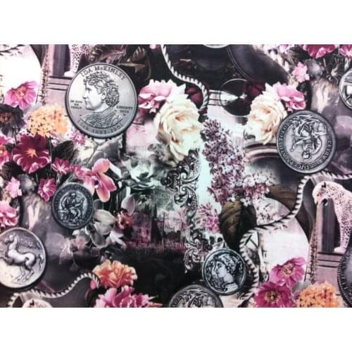 Money floral print shoes 2017 free shipping print dress cotton knitcotton felt galaxy print jacket stars sky coin print fashion