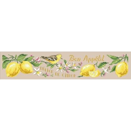 Lemon and bird cross stitch kit flowers design cotton silk thread 18ct 14ct 11ct linen flaxen canvas embroidery DIY Dreampattern
