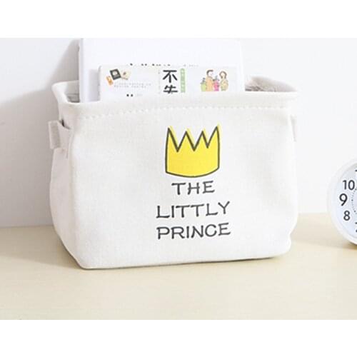 Fresh printing cotton belt handle the desktop debris storage baskets, small cabinets clothing fabric storage basket