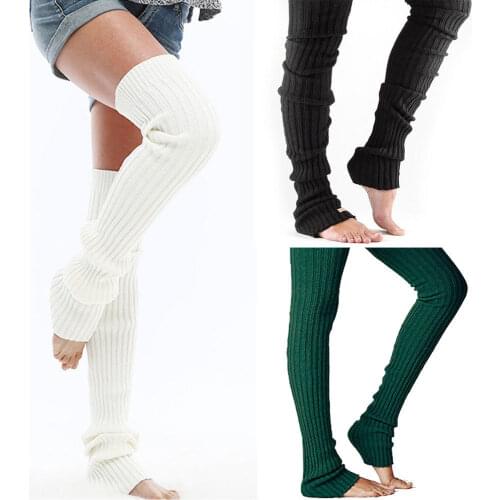 New Fashion Women Winter Knit Over Knee Long Boot Thigh-High Warm Stockings Pure Color Knitted Stocking