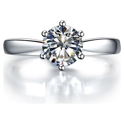 1Carat Solid 14K Gold South Korea Style Solitaire Ashine Test Positive Moissanite Women Anniversary Ring Super Pure Gold Ring
