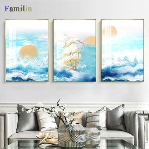 Scandinavian Poster Nordic Ocean Waves Wall Art Canvas Print Seascape Painting Tropical Decoration Picture Home Décor