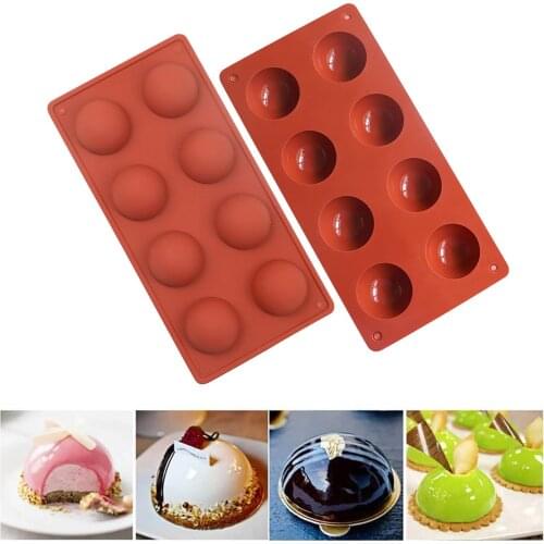 Half Ball Sphere Silicone Baking Mold 8 Holes Silicone Cake Mold For Chocolate Dessert Mould Cupcake Cake DIY Muffin Kitchen