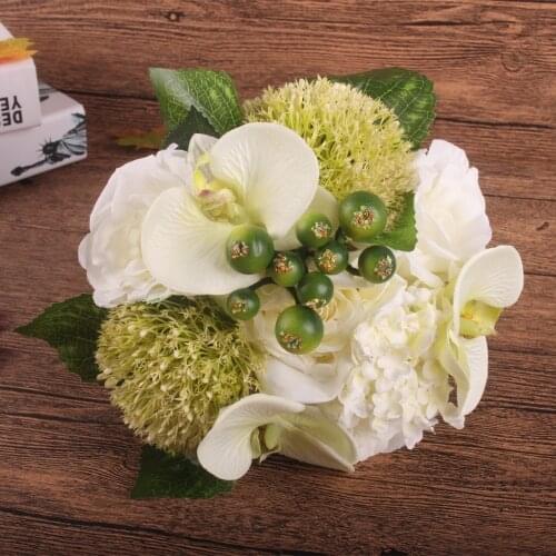 Silk flower wedding bouquet Rose Orchid Berry Artificial flowers fall vivid fake leaf wedding flower bridal bouquets decoration