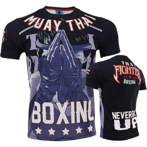 Boxing jerseys Muay Thai Gym Training T-shirt Sanda Men Sports Shirts MMA Rashguard Jiu Jitsu Fitness Men Sports Boxeo T shirt
