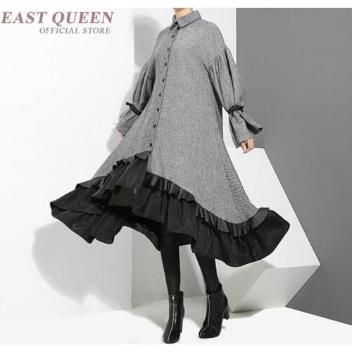 Spring dress 2018 women fashion stiching elegant ladies dress shirt women AA3295 Y