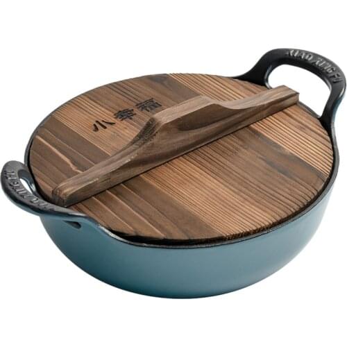 High quality household enamel small cast iron frying pan non stick stew cooking pots kitchen multi functional cookware