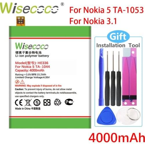 WISECOCO HE321 HE336 Battery For Nokia 5 3.1 Dual SIM (TA-1053 DS) TA-1044 Mobile Phone Battery+Tracking Number