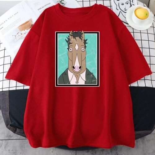 Cartoon Horseman Printing Women Tees Shirts Summer Large Size Clothes Fashion Style t-Shirt Casual Crewneck Female Tee Shirts