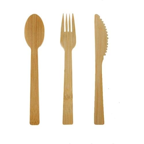 1-100pcs Cheap Eco-friendly Disposable Bamboo Spoon Fork Knife Set Bamboo Wood Flatware Cutlery Set Party Restaurant Wedding Use
