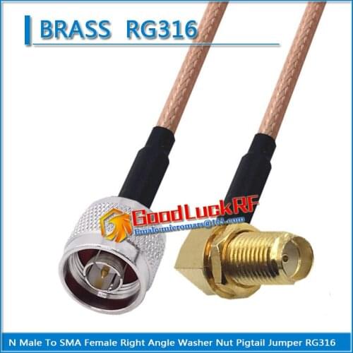 1X Pcs High-quality N Male to SMA Female Washer O-ring Bulkhead Nut Right Angle 90 Degree Coaxial Pigtail Jumper RG316 Cable