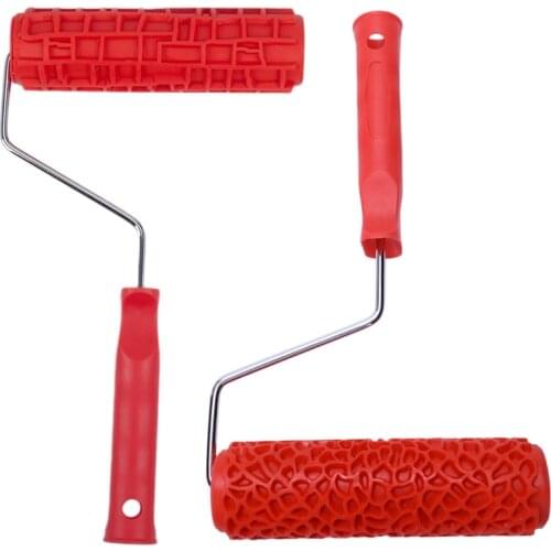 2Pcs 7Inch Embossed Painting Roller with Plastic Handle for Wall Decor - EG317T-Stone & EG319T