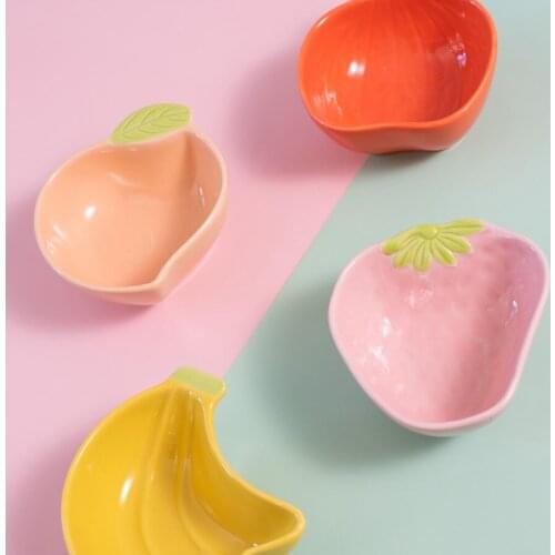 4pcs Nordic Cute Ceramic Dipping Sauce Dish Dessert Snack Dish Baking Dish Salad Dish Fruit Shaped Saucer Bowl Plate Tableware