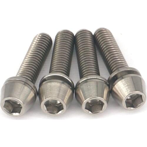 4 PCS M5x20mm Ti GR5 Titanium Bike Stem Screws Bolts Cone Head Allen Socket With Washer