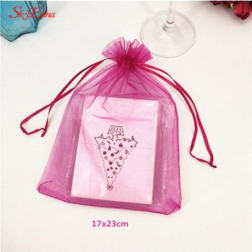50 pcs 17 * 23cm Organza Sheer Gauze Element Plain Eugen yarn beam Pouches Wedding Gift candy Bags Jewelry Packaging 7ZSH318