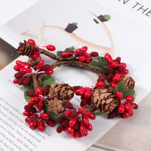 6Pcs Inner Diameter 7cm Simulation Small Berry Bouquet DIY Tourism Lovely Flowers Garland Decorative Material Grains(Re