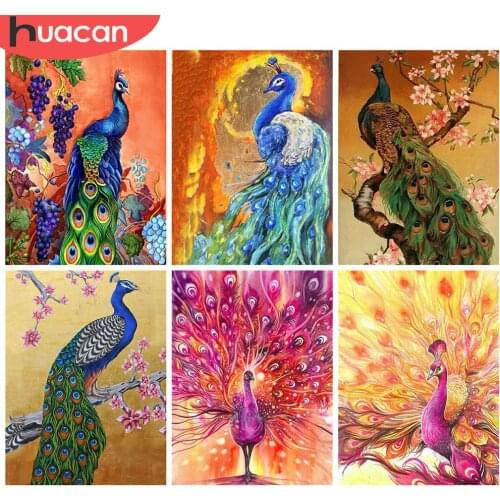 HUACAN 5d Diamond Painting Peacock Handicraft Full Square/Round Diamond Embroidery Animal DIY Mosaic Needlework