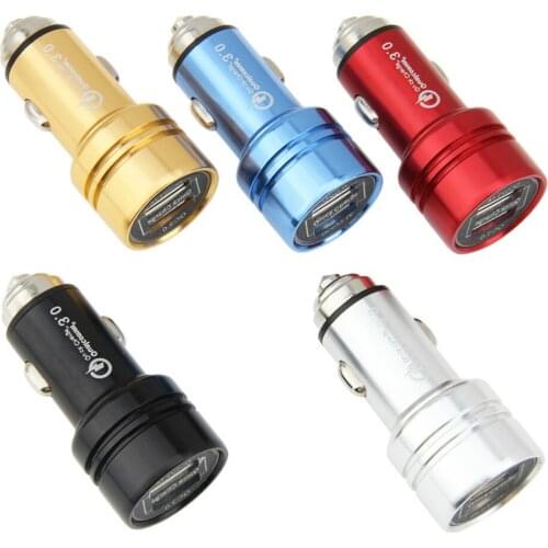 3.1A Metal Mini Dual USB Charger Quick Charge 3.0 Car Phone Chargers for iPhone Samsung Xiaomi Mi 9 QC3.0 Fast Charging