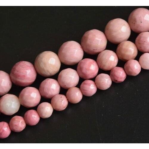 4-12mm Natural Round Faceted Pink Rhodonite Rhodochrosite Beads For Jewelry Making Beads 15'' Needlework DIY Beads Trinket