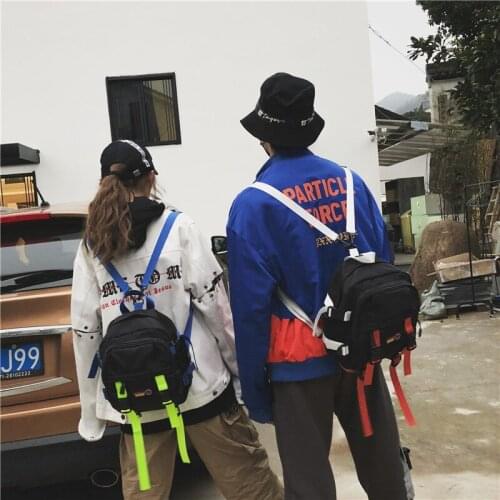 Menghuo Designer Fashion Unisex Backpack Man Female Ladies Boys Shoulder Bag Multi-Function Small Backpack Travel Bags Hip hop