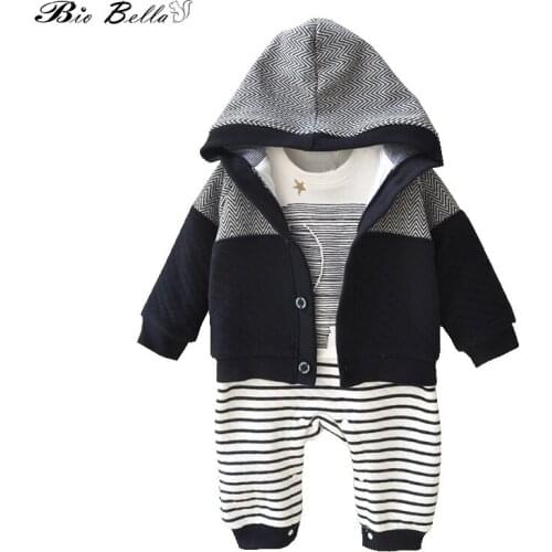 Baby Boys Clothes 2PCS Set Winter Newborn Baby Clothes Thicken Cotton Romper+Coat Baby Rompers Infant Jumpsuit Boy Suits