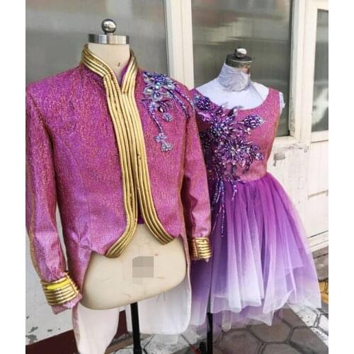 Purple stitched in rhinestone beaded lace applique crystal trim patch 60 * 28 cm dress / show clothing DIY accessories