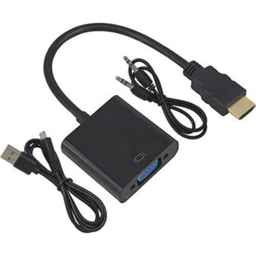 HDMI-Compatible To VGA, Transfer Cable HDMI-Compatible To VGA Adapter (Male To Female)With Power Cable Audio Cable