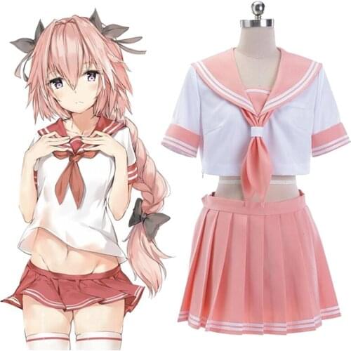 CostumeBuy Fate Grand Order FGO Cosplay Apocrypha Cosplay Costume Black Rider Servant Astolfo Costume Sailor Suit Custom Made