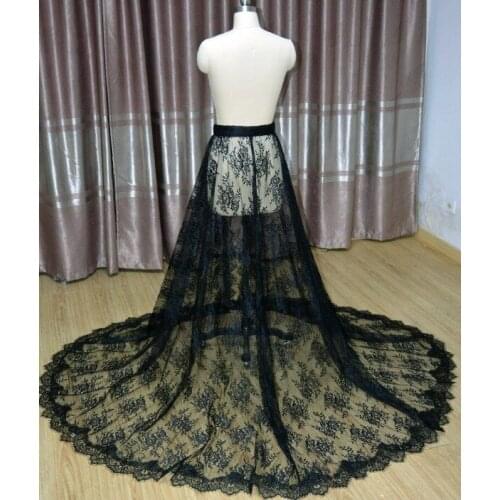 Black Detachable Bridal Overskirt, Lace Overskirt, Detachable Wedding Train, Detachable Lace Train Lace Bridal Skirt custom size