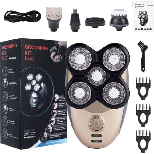 5 IN 1Multifunction Electric Shaver For Men Beard Hair Trimmer Wet Dry Cordless Hair Razor Rechargeable Bald Shaving Machine