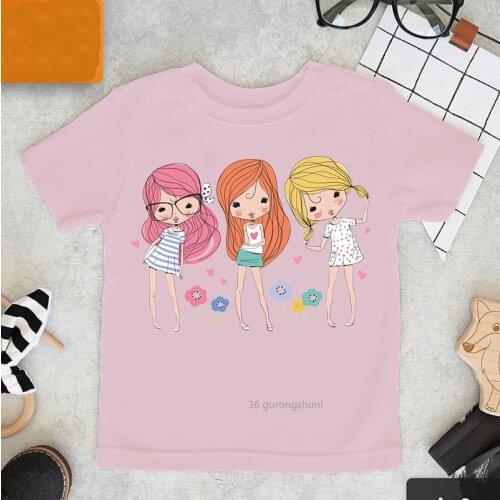 Love To Dance Ballet Girl Graphic Print Kawaii Children T-shirt T Shirt for Girls Summer Casual Tee Coffee Powder Tops