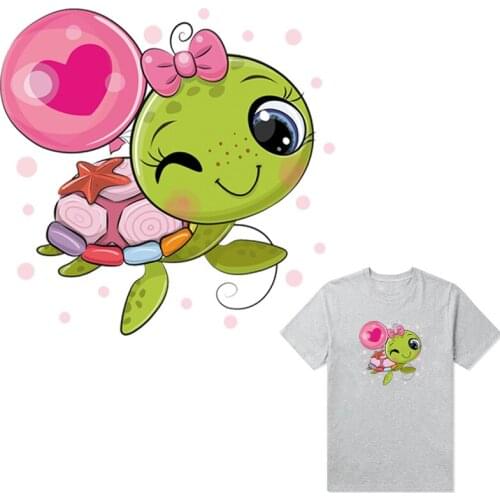 Cute Turtle Clothing Badges Patches Baby Clothes Fashion Diy Accessory Heat Transfer Stickers Iron On Applique