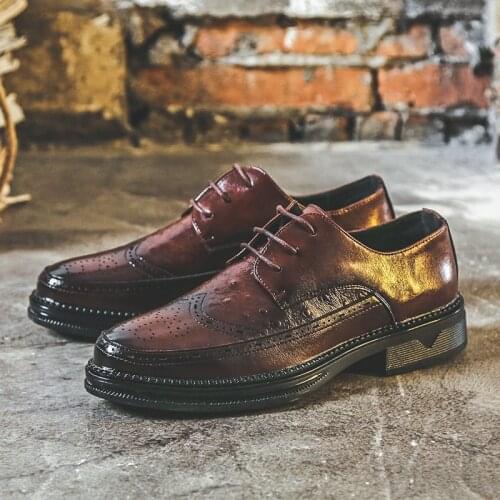 Yomior New Spring Autumn Casual Men Shoes Vintage Formal Dress Leather Shoes Business Wedding Loafers Brogue Oxfords Trend New