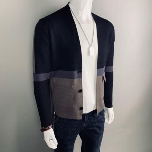 Mens sweater outside mens spring and autumn 2020 new mens clothing Korean fashion casual color matching knitted cardigan