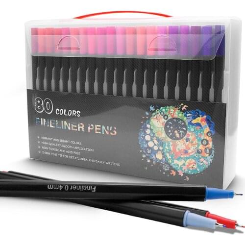 Color Fineliner Pen Set 80 Colors 0.4mm Art Markers Sketch Drawing Pens Porous Fine Point Coloring Markers for Art Sketching Pen