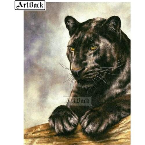 New 5d diy diamond painting black leopard full square drill big cat 3d diamond embroidery artwork diamond mosaic kit