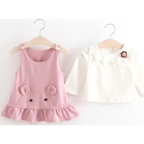 Baby Girls Party Dress 2020 Autumn Stripe Full Sleeve Dress Toddler Girl Outfits Sets 2pcs Girls T-shirt + Dress Cotton