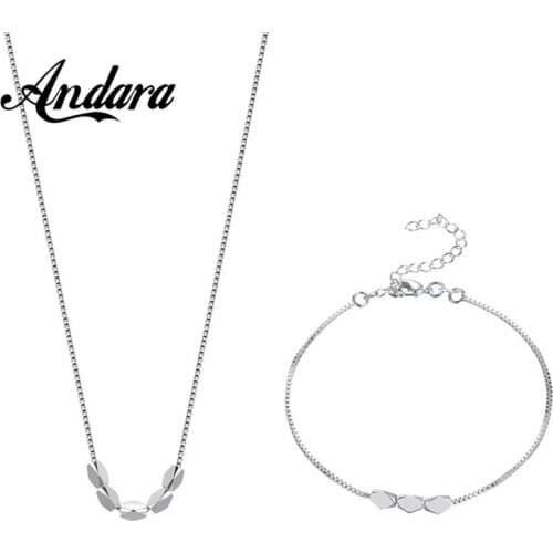 New 925 Silver Jewelry Set Silver Necklace Bracelet Set For Woman Charm Jewelry Gift