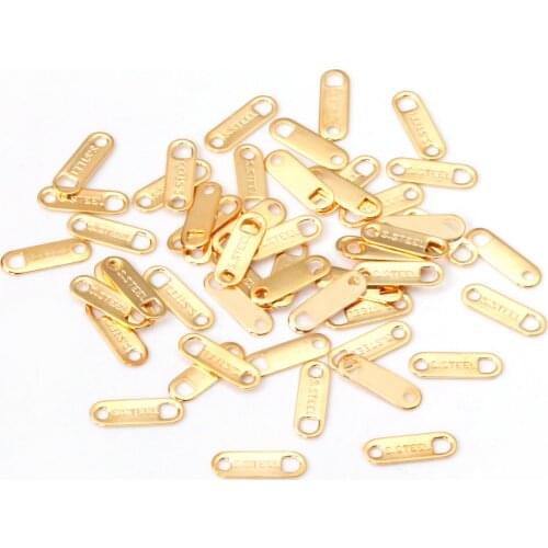 ASON 100pcs/lot Stainless Steel Gold/Silver Color Steel Oval Charm Pendant Extend Connector Chain Tags for Making Supplies