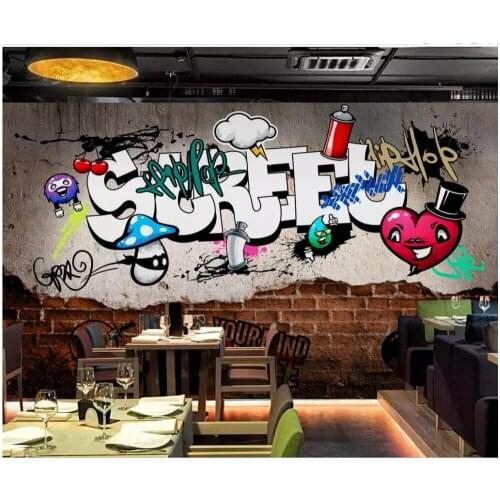 Custom photo 3d wallpaper European retro street graffiti brick wall broken wall bar decor living room wallpaper for walls 3 d