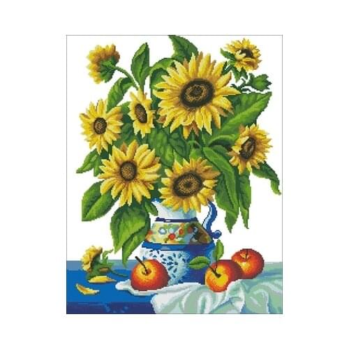 -Fall in love with sunflower Needlework,For Embroidery,DIY 14CT Unprinted Arts Cross stitch kits Set Cross-Stitching Home Decor