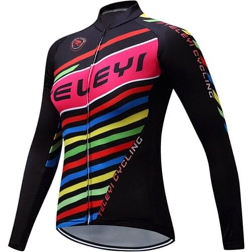 Teleyi 2018 Spring/Autumn Womens Long Sleeve Cycling Jersey 100% Polyester Riding Outdoor Sports Bike Clothing Ropa Ciclismo